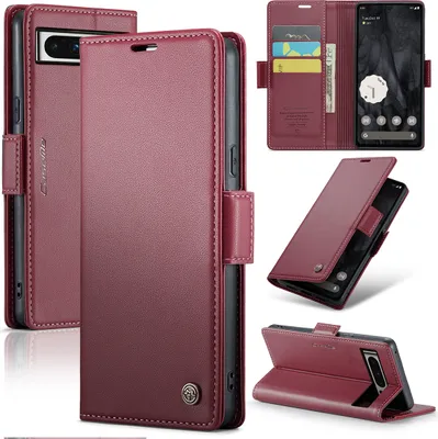 Produktbild von Google Pixel 8 Pro Hülle, Leder Brieftasche Kartenfach Schutzhülle mit Standfunktion für Google Pixel 8 Pro Rot