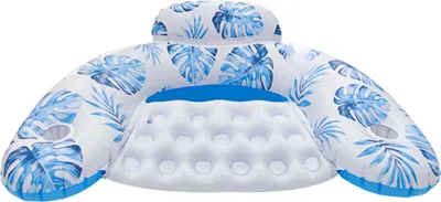 Produktbild von Aufblasbarer Pool-Schwimmsessel für Erwachsene, PVC-Pool-Schwimmsessel mit Getränkehalter, Sommer-Strand-Pool-Liege für Party-Wasserspaß