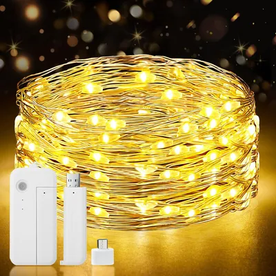 Productafbeelding van Lichtsnoer - 10 m - 100 leds - Oplaadbaar - Timer USB C