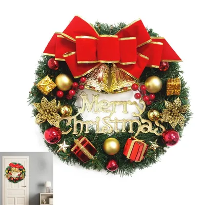 Produktbild von Weihnachtskranz 30cm, Grüner Türkranz, Adventskranz mit Deko, Innen & Außen