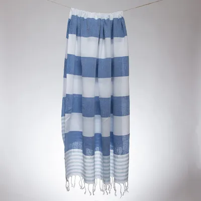 Obrázok produktu pre Turecký ručník typu "peştamal" – 100x180 cm – rýchlo schnúci – modrý