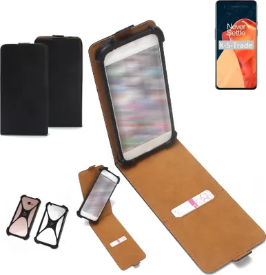 Produktbild von K-S-Trade Handyhülle Schutzhülle kompatibel mit OnePlus 9 Hülle Case Cover Flip Style Bumper schwarz 1x