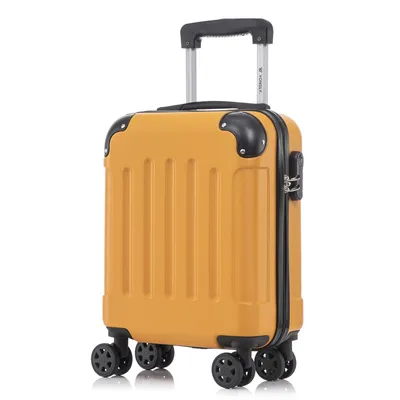 Produktbild von Koffer Trolley Reisekoffer Suitcase, Rollkoffer Handgepäck ,mit 4 Rollen360°, Hartschalenreisekoffer, Zahlenschloss, Weicher Gummigriff(S,Orange)