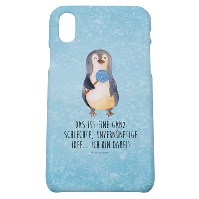 Produktbild von Mr. & Mrs. Panda Iphone 10 Handyhülle Pinguin Lolli - Eisblau - Geschenk, Spruch, Süßigkeiten, X, Handy, Hülle, Cover, Unvernünftig