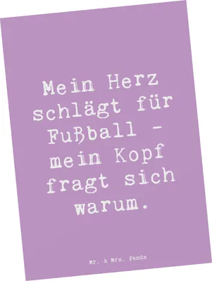 Produktbild von Mr. & Mrs. Panda Postkarte Spruch Fußball Liebe - Lavendeltraum - Geschenk, Ansichtskarte, Teamsport, Sportler, Postkarten, Herz, Sportart, Leidenschaft, kunstkarte