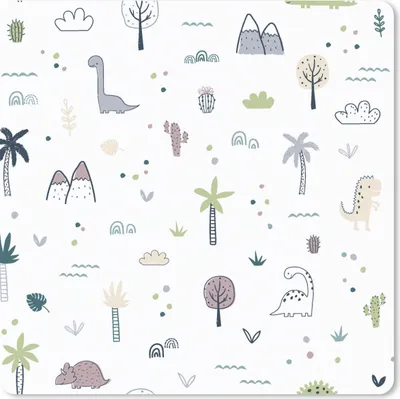 Produktbild von MuchoWow® Mauspad Mousepad Dinosaurier - Bäume - Muster 30x30 cm - Mousepads - Maus Mat - Pad - Mausunterlage - Gaming