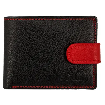 Produktbild von Stilvolle Geldbörse Portemonnaie "Boston" Nappa Echtleder RFID-Schutz im Vintage Stil Schwarz Rot Querformat mit LOOP verschluss