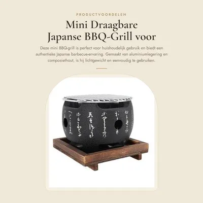 Produktbild von Mini-Grill im japanischen Stil – Tragbarer Holzkohleofen – Aus Aluminiumlegierung – Schnelle Aufheizung – Grillrost – Kompaktes Design – Grill