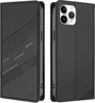 Immagine prodotto di Custodia per iPhone 11 Pro, custodia a portafoglio in Finto cuoio con slot per carte e funzione stand Schwarz