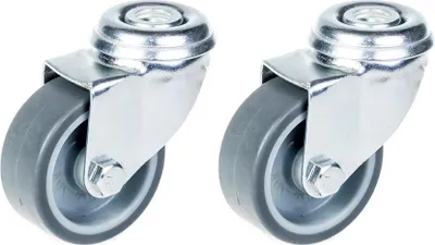 Produktbild von 50mm 2" Rolle, grau gummibereift, schwenkbar, 80kg Tragkraft, 2er Set