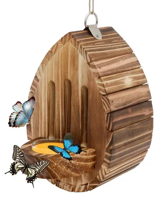Produktbild von Schmetterlingsfütterer aus Holz, Schmetterlingshaus zum Aufhängen, Futterstation und Unterschlupf für Schmetterlinge, Gartendekoration