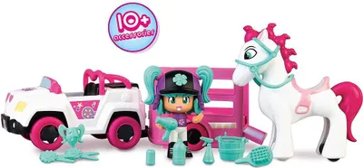 Produktbild von Pinypon Los Geht´s! Pony Trailer Figur Rosa Rosa One Size