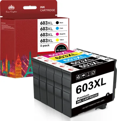 Produktbild von 5er-Set kompatibel 603XL Patronen Ersatz für Epson 603 Druckerpatronen für Epson Expression Home XP 3100 XP 2100 XP 2105 XP 3105 XP 4100 XP 4105 WF 2830 WF 2810 WF 2835 WF2850, 2BK/1C/1M/1Y
