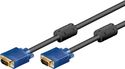 Produktbild von Goobay 93378 Full HD SVGA Monitorkabel, vergoldet, 10 m, Blau-Schwarz - VGA-Stecker (15-polig) > VGA-Stecker (15-polig)