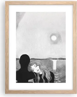 Produktbild von Gerahmtes Poster - Rahmen in heller Eiche - Paar Liebhaber Mädchen - 30x40 cm - Wand Bild - Wanddeko - Wandbilder - Kunstposter - Wandposter - Bilderrahmen - Bilder - Kunstdruck - P2NPA30x40-5140