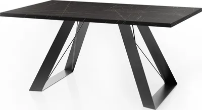 Obrázok produktu pre Jedálenský stôl Colter black v modernom štýle, Obdĺžnikový stôl vo vzhľade čierneho mramoru - Rozšíriteľný od 160 cm do 260 cm, Biele kovové nohy s práškovou povrchovou úpravou - 160 x 80 cm - Mramor čierny