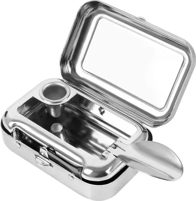 Produktbild von 1 Stück Zigarette Aschenbecher Edelstahl Mini Aschenbecher mit Deckel Taschenaschenbecher geruchsdicht Reiseaschenbecher Metall tragbar Aschenbecher mit Zigarettenablage für Unterwegs(6x4x2cm)