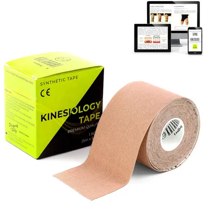 Obrázek produktu pro KALAHARI Kineziologický tejp s návodem v elektronické knize - voděodolný, elastický kineziotejp pro lepší přilnavost k vodě a potu (5 cm x 5 m)