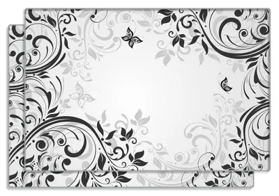 Produktbild von Wallario Frühstücksbrettchen 2er Set aus Glas, je 20 x 30 cm, mit rutschfesten Füßen, Motiv Schnörkelmuster mit Schmetterlingen
