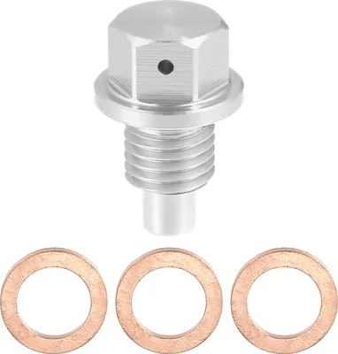 Image de 1 Ensemble Vis Vidange M12x1,5 Bouchon Carter d'Huile Moteur avec 3 Rondelles pour Voiture Argenté