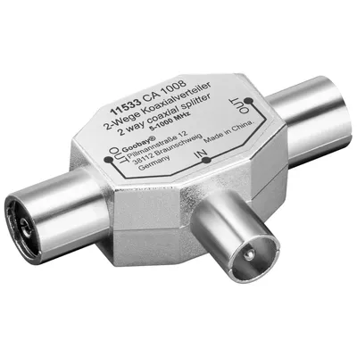 Productafbeelding van goobay Coax T-adapter, 2 x coaxaansluiting (vrouwelijk) naar coaxaansluiting (mannelijk), bulkverpakking