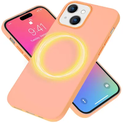 Obrázok produktu pre MagSafe puzdro pre iPhone 15 Liquid Silicone Mobile Phone Case Magnetic Case Protective Cover Orange