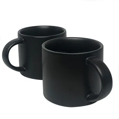 Keramikbecher 2er-Set 420 ml matt schwarz
