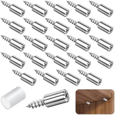 Produktbild von PolkaHome® 24-teiliges Set Schraubplattenträger – Selbstschneidende Schrauben mit Gummischutz – 7 mm Durchmesser – Für Schränke