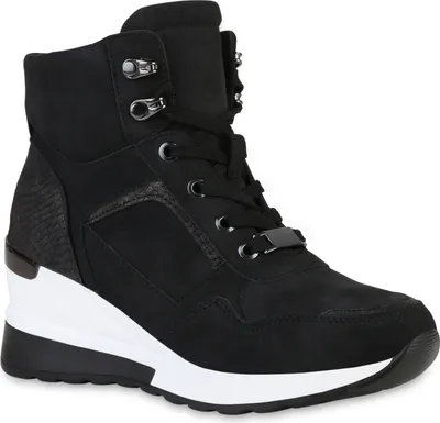Produktbild von VAN HILL Damen Leicht Gefütterte Sneaker Bequeme Prints Schuhe 837890, Farbe: Schwarz Snake, Größe: 39