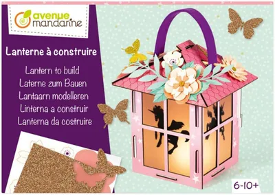 Imagen del producto de Kit creativo para niños: LANTERNA PARA CONSTRUIR, hecha de cartón. A partir de 6 años. Tema: UNICORNIOS