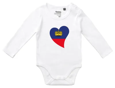 Produktbild von Huuraa Baby Body Liechtenstein Flagge Herz 80 White  Baumwolle Fairtrade Langarmbody Geschenkidee