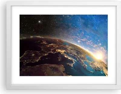 Produktbild von Gerahmtes Poster - Weißer Rahmen - Kosmos Erde - 40x30 cm - Wand Bild - Wanddeko - Wandbilder - Kunstposter - Wandposter - Bilderrahmen - Bilder - Kunstdruck - Wandbild - P2WAA40x30-3809