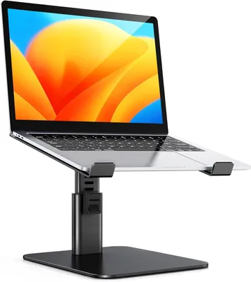 Produktbild von Laptop-Ständer, 8 Höhenverstellungen, 18,8 - 25,2 cm, für Notebooks von 10" bis 16", aus Aluminium, schwarz, für den Heimgebrauch