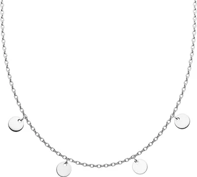 Produktbild von viva-adorno Edelstahl Damenkette mit Plättchen Coin Kette Halskette Runde Anhänger 44cm Länge HK42,silber
