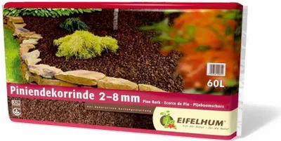 Produktbild von Premium Pinienrinde 60l fein 2-8mm Pinienmulch Pinienborke Gartenpinie fein