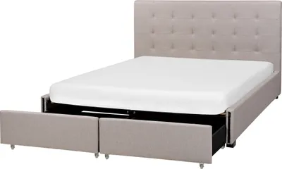 Obrázok produktu pre BELIANI Posteľ s úložným priestorom svetlosivá látkové čalúnenie 160 x 200 cm vysoké prešívané čelo moderný štýl spálňa