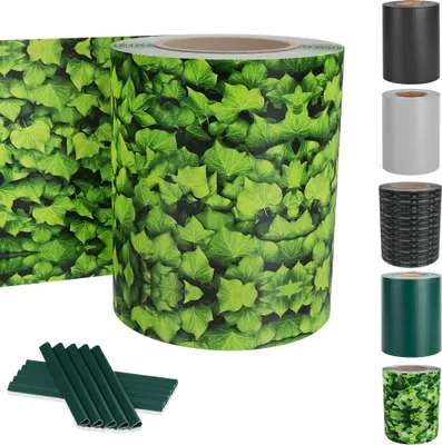 Produktbild von JOIEYOU Sichtschutzstreifen PVC Zaun Sichtschutz 35m x 19cm Zaunfolie, mit Clips Blickdicht Anti-UV Sichtschutzfoile, für Doppelstabmattenzaun Stabmattenzaun Gartenzaun Sichtschutz (Kleine Blatt)