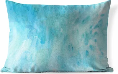 Produktbild von MuchoWow® Outdoor Kissen - Aquarell - Türkis - Abstrakt - 60x40 cm - Wetterfest - Lounge Kissen - Zierkissen - Kissen für Innenräume