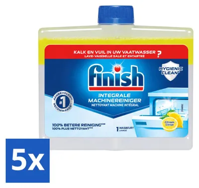 Produktbild von 5 x Finish Spülmaschinenreiniger Hygienic Clean Zitrone 250 ml - Vorteilspackung - 5 Stücke