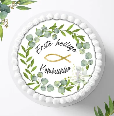 Produktbild von Für die Geburtstags Torte ein Tortenaufleger, Zuckerbild mit dem Motiv: Kommunion, Essbares Foto für Torten, Fondant, Ø 20cm, 0170c