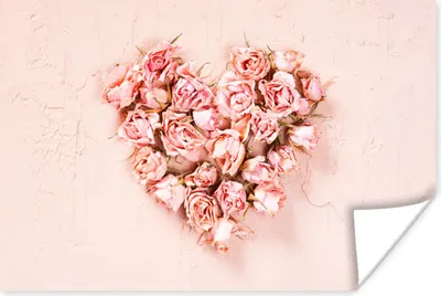 Produktbild von MuchoWow® Poster Herz - Blumen - Rosa 90x60 cm - Schlafzimmer