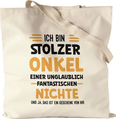 Produktbild von Ich bin stolzer Onkel Jutebeutel Geschenk Nichte Geburtstag Weihnachten