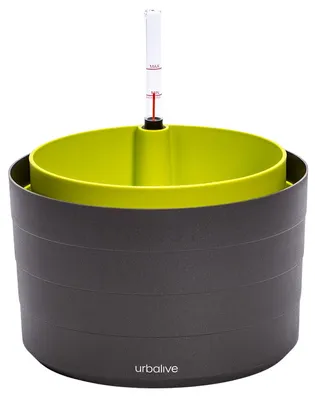 Obrázek produktu pro PLASTIA s.r.o. Samozavlažovací květináč Berberis 26 cm, antracit a zelená