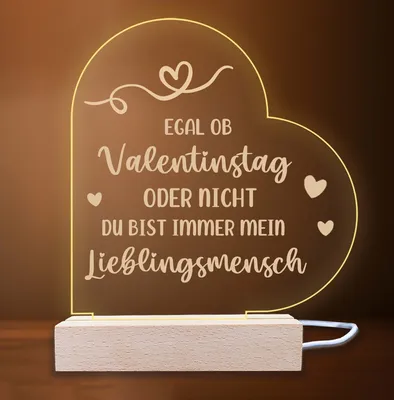Produktbild von INDIGOS UG - Nachttischlampe - Herz rechts - Spruch 7 -  Valentinstag - Herz mit Spruch - Nachtlicht - 3D-LED-Lampe - Weihnachten, Geburtstag - Geschenk für Freund, Freundin, Familie - Liebe