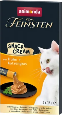 Produktbild von animonda vom Feinsten Katzen Snack Cream, 6 x 15g, Huhn und Katzengras