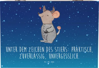 Produktbild von Mr. & Mrs. Panda Box Stier Astrologie 22 x 15 cm - Sternenhimmel Blau - Geschenk, Tierkreiszeichen, Sternzeichen, fotobox, Geburtstagsgeschenk, Schatzkiste, schatztruhe