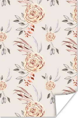 Produktbild von MuchoWow® Poster Rosen - Gold - Muster 20x30 cm - Papierdruck