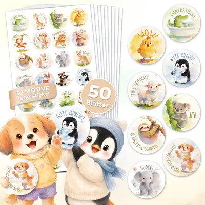 Belohnungssticker Aquarell 1600 Stück