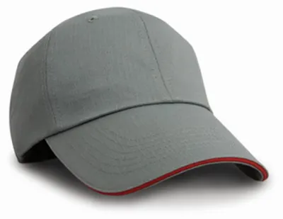 Produktbild von Result Headwear RC038X | Herringbone Cap with Sandwich Peak / Kappe / Mütze / Hut - Farbe: Grey/Red - Größe: One Size