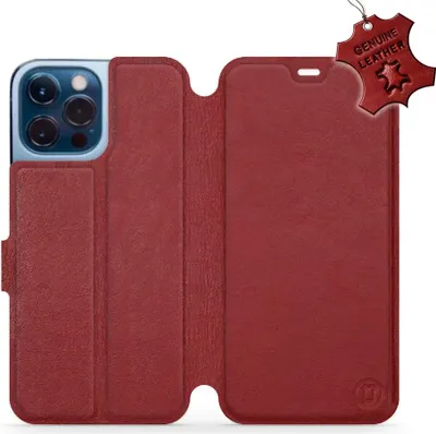 Produktbild von Echtleder Handyhülle für iPhone 13 Pro Max, Mobiwear Leather, Dunkelrot
